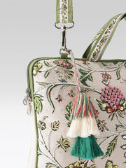 Anekaant Petal Posh Ivory & Olive Floral Jacquard Laptop Bag (Upto 16")