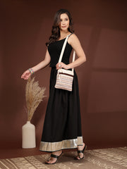 Anekaant Lines & Loops Pastel Pink Acrylic Stripped Sling Bag