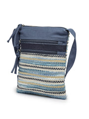 Anekaant Lines & Loops Navy Acrylic Striped Sling Bag