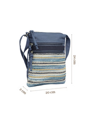 Anekaant Lines & Loops Navy Acrylic Striped Sling Bag