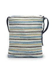 Anekaant Lines & Loops Navy Acrylic Striped Sling Bag