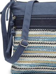Anekaant Lines & Loops Navy Acrylic Striped Sling Bag