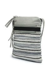 Anekaant Lines & Loops Grey Acrylic Striped Sling Bag