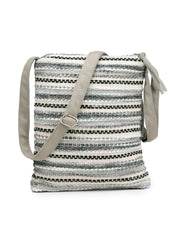 Anekaant Lines & Loops Grey Acrylic Striped Sling Bag