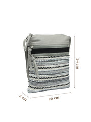 Anekaant Lines & Loops Grey Acrylic Striped Sling Bag