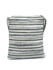 Anekaant Lines & Loops Grey Acrylic Striped Sling Bag