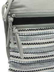 Anekaant Lines & Loops Grey Acrylic Striped Sling Bag