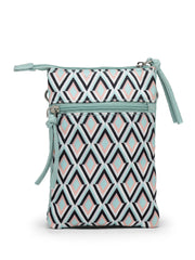 Anekaant Tile Trip Teal Canvas Geometric Printed Sling Bag
