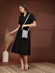 Anekaant Tile Trip Teal Canvas Geometric Printed Sling Bag