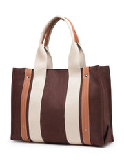 Anekaant Sutra Soil Coffee Brown Canvas Colorblocked Handheld Bag