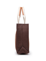 Anekaant Sutra Soil Coffee Brown Canvas Colorblocked Handheld Bag
