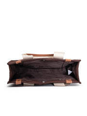 Anekaant Sutra Soil Coffee Brown Canvas Colorblocked Handheld Bag