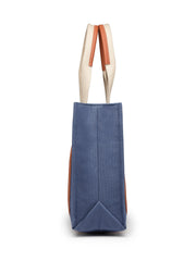 Anekaant Sutra Soil Navy Blue Canvas Colorblocked Handheld Bag