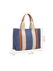 Anekaant Sutra Soil Navy Blue Canvas Colorblocked Handheld Bag
