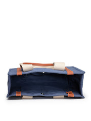 Anekaant Sutra Soil Navy Blue Canvas Colorblocked Handheld Bag