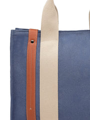 Anekaant Sutra Soil Navy Blue Canvas Colorblocked Handheld Bag