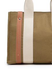 Anekaant Sutra Soil Olive Green Canvas Colorblocked Handheld Bag