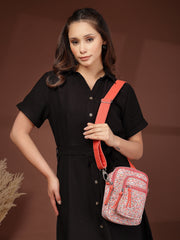 Anekaant Meadow Tales Red Canvas Floral Sling Bag