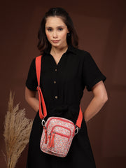 Anekaant Meadow Tales Red Canvas Floral Sling Bag