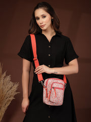 Anekaant Meadow Tales Red Canvas Floral Sling Bag