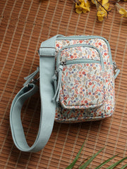 Anekaant Meadow Tales Teal Canvas Floral Sling Bag