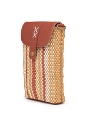 Anekaant Earth Knots Tan Jute Striped Mini Sling Bag