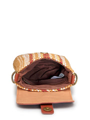 Anekaant Earth Knots Tan Jute Striped Mini Sling Bag