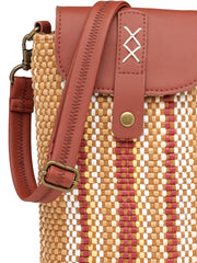 Anekaant Earth Knots Tan Jute Striped Mini Sling Bag