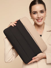 Drift Black & Beige Polyester Colourblocked Laptop sleeve (Upto 14")