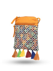 Anekaant Lines & Loops Mustard Acrylic Geometric Sling Bag