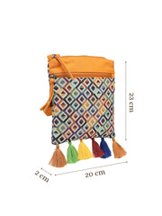 Anekaant Lines & Loops Mustard Acrylic Geometric Sling Bag