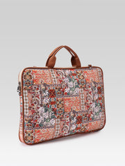 Anekaant Petal Posh Tan Ethnic Printed Polycotton Laptop Bag (Upto 16")