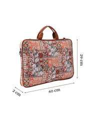 Anekaant Petal Posh Tan Ethnic Printed Polycotton Laptop Bag (Upto 16")