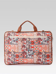 Anekaant Petal Posh Tan Ethnic Printed Polycotton Laptop Bag (Upto 16")