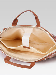 Anekaant Petal Posh Tan Ethnic Printed Polycotton Laptop Bag (Upto 16")