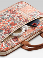 Anekaant Petal Posh Tan Ethnic Printed Polycotton Laptop Bag (Upto 16")