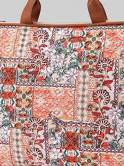 Anekaant Petal Posh Tan Ethnic Printed Polycotton Laptop Bag (Upto 16")