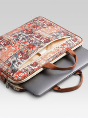 Anekaant Petal Posh Tan Ethnic Printed Polycotton Laptop Bag (Upto 16")