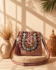 Tribal Sutra Dusty Pink Boho Canvas Sling Bag