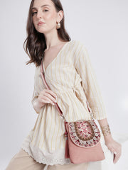 Tribal Sutra Dusty Pink Boho Canvas Sling Bag