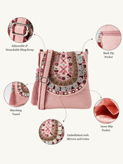 Tribal Sutra Dusty Pink Boho Canvas Sling Bag