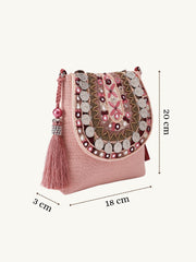 Tribal Sutra Dusty Pink Boho Canvas Sling Bag