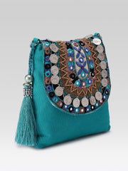 Tribal Sutra Firozi Boho Canvas Sling Bag