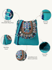 Tribal Sutra Firozi Boho Canvas Sling Bag