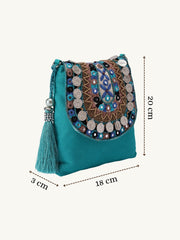 Tribal Sutra Firozi Boho Canvas Sling Bag