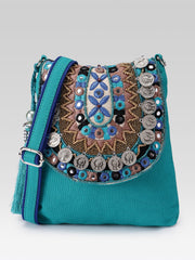 Tribal Sutra Firozi Boho Canvas Sling Bag