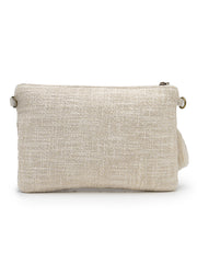 Anekaant Petal Posh Blush Pink & Off White Beaded Cotton Jacquard Sling Bag