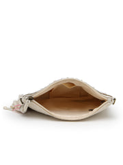Anekaant Petal Posh Blush Pink & Off White Beaded Cotton Jacquard Sling Bag