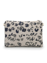 Anekaant Petal Posh Navy Blue & Off White Beaded Cotton Jacquard Sling Bag