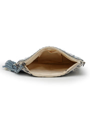 Anekaant Petal Posh Navy Blue & Off White Beaded Cotton Jacquard Sling Bag